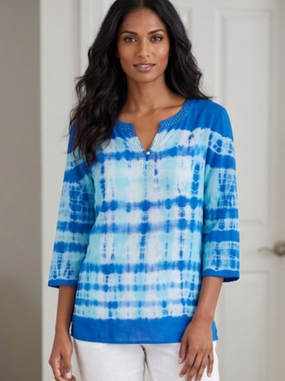 Chico's Blue Relaxed Buttoned Tunic